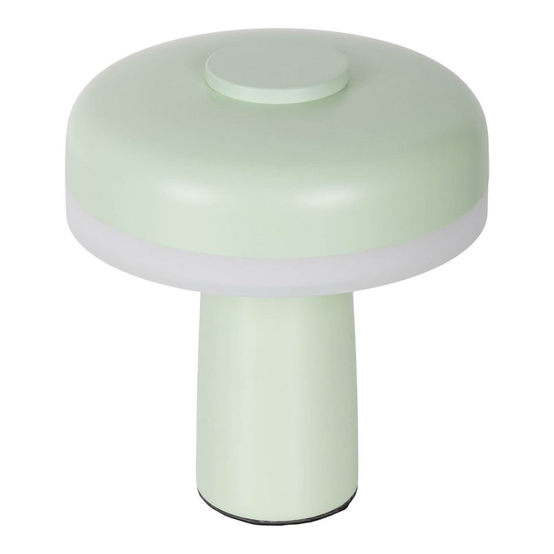 Draadloos tafellicht "Pilu", 16,5 cm hoog, boven Ø van 15 cm, metaal in mint, wit plastic, geïntegreerde LED's, 280 lumen, dimbaar door aanraaksensor, warm wit wit wit