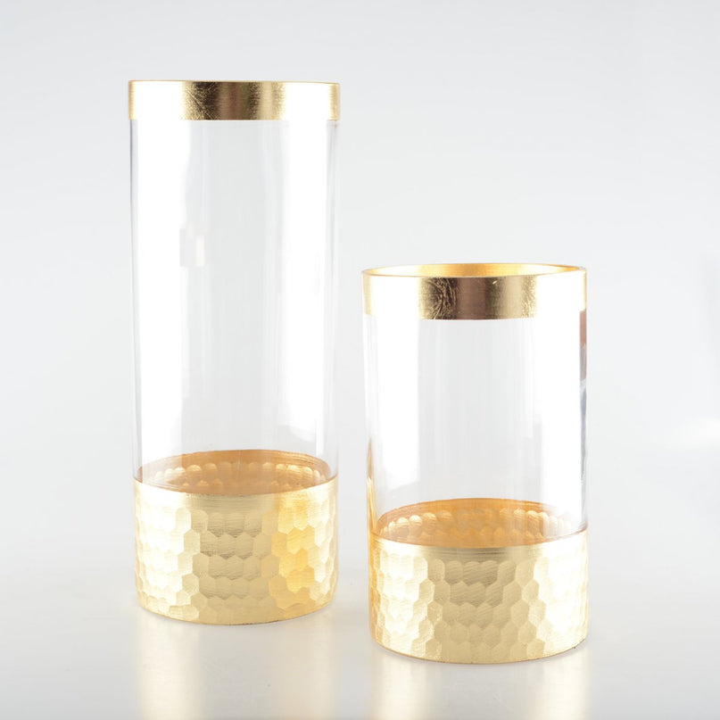 Transparante en gouden vaas H30cm