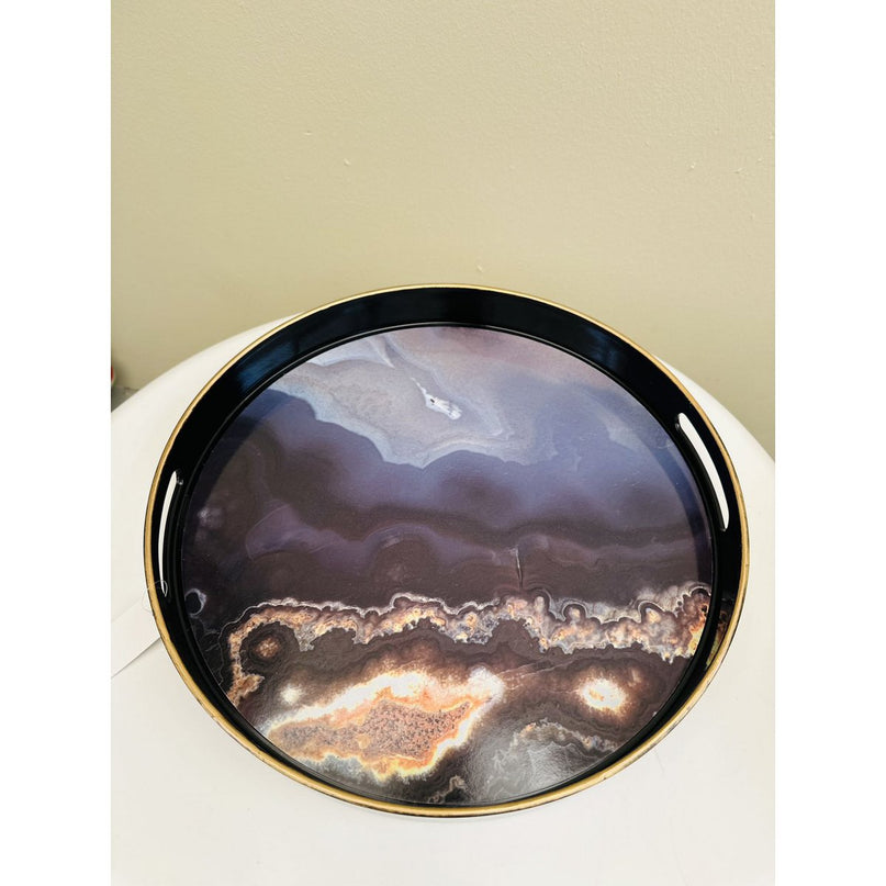 Combination: a tray, a marble candlestick, a marble vase with high-end silk fabric flowers