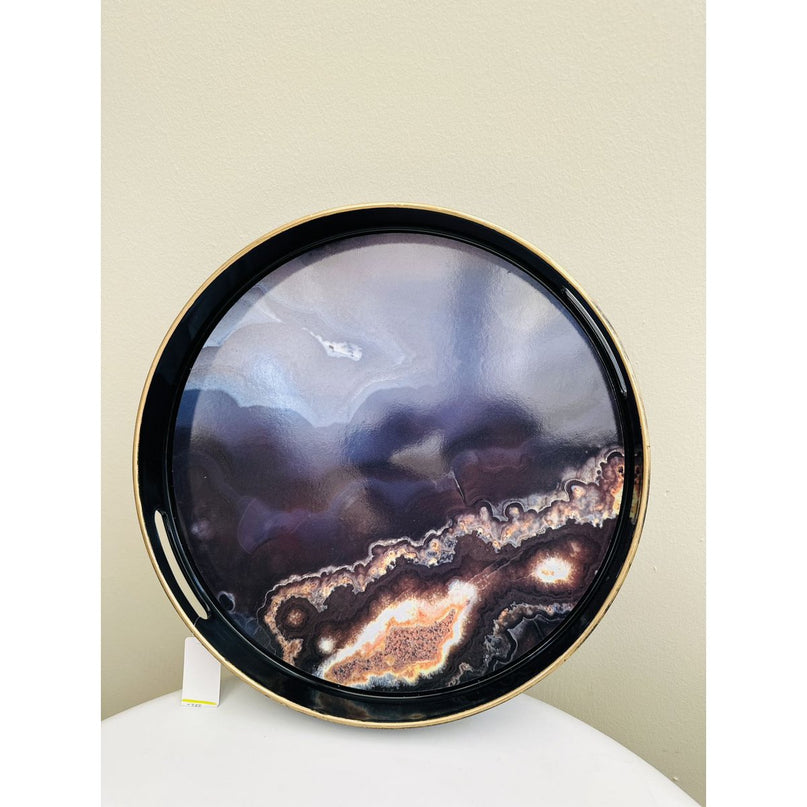 Combination: a tray, a marble candlestick, a marble vase with high-end silk fabric flowers