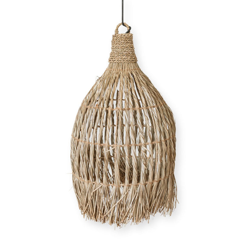 Plafondlamp van zeegras – Boho lampenkap hanglamp – natuurlijke hanglamp – grote trechtervormige zeegras lampenkap LAMPUNG (Ø 40 cm)
