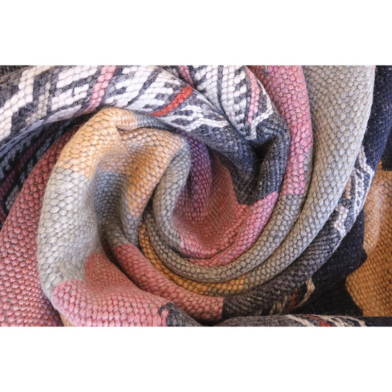Zuiver wollen Marokkaans Kelim Berber tapijt 173 x 370 cm