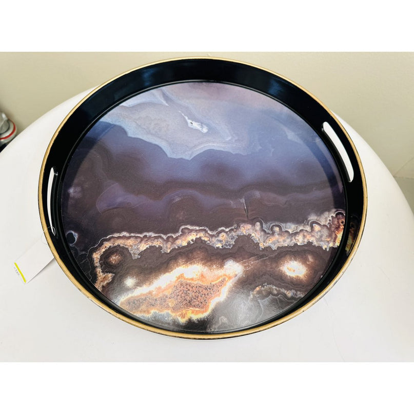 Combination: a tray, a marble candlestick, a marble vase with high-end silk fabric flowers