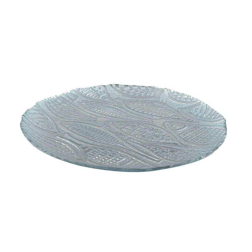 Round Dish Light Blue Fish 32,5 cm