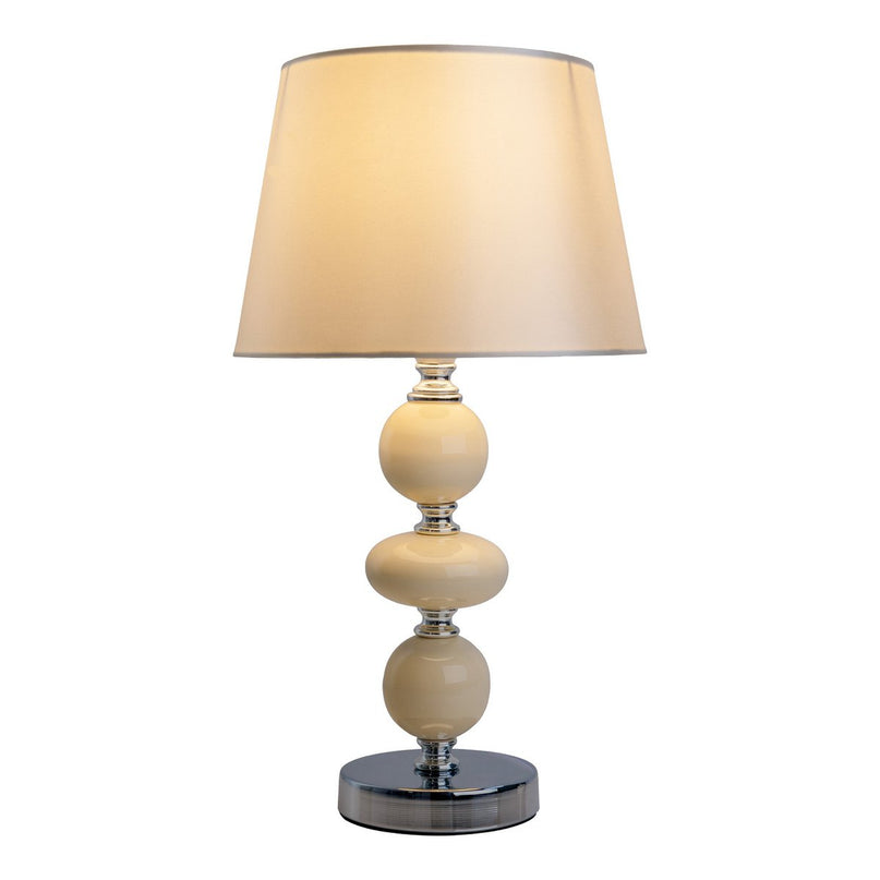 Keramische tafellamp "Araga" 36 cm hoog, tafellamp gemaakt van metaal, keramiek, met tekstbladen, beige, met E14 -aansluiting, verlichting voor eetkamer, woonkamer, gang of kantoor