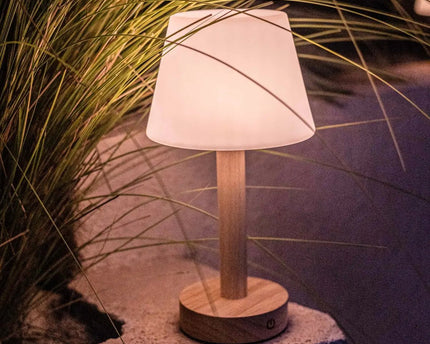 Zoë Lichtbruine Houten Oplaadbare Tafellamp | Dimbaar, USB-C, batterijduur van 80 uur