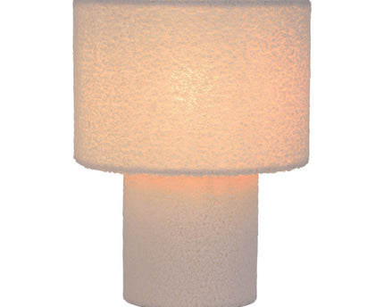 Tabellamp "Fluffy" met tekstbladen en voet in wit, E27, ca. 31 cm hoog