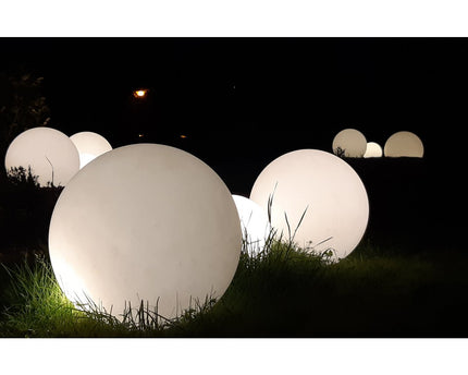 Buiten de Spitical Spit "Ball" D: 40 cm, voor buiten, plastic aarde spies, wit, E27, - Wegelettes