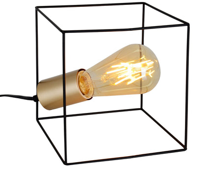 Tafellamp "Canto", tafellamp gemaakt van zwart en goud, E27-Socket-versie, voor eetkamer, woonkamer, gang, kantoor of als een bedlamp, 16 cm hoog