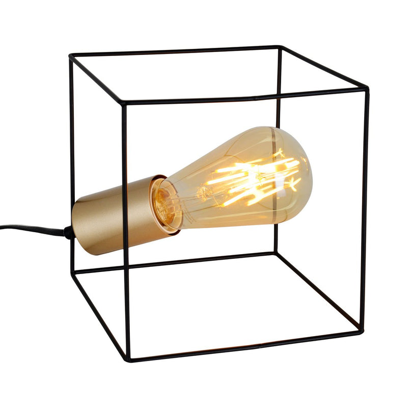 Tafellamp "Canto", tafellamp gemaakt van zwart en goud, E27-Socket-versie, voor eetkamer, woonkamer, gang, kantoor of als een bedlamp, 16 cm hoog