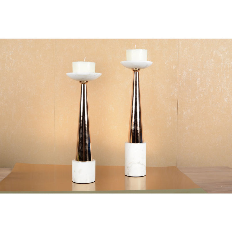 Witte en vergulde roze marmeren knop 12x12x42cm