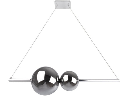 LED hanglamp Chrome "NOVA" gemaakt van chroom -gekleurd metaal, plastic en rookglas, met stevig ingebouwde LED's, ca.
