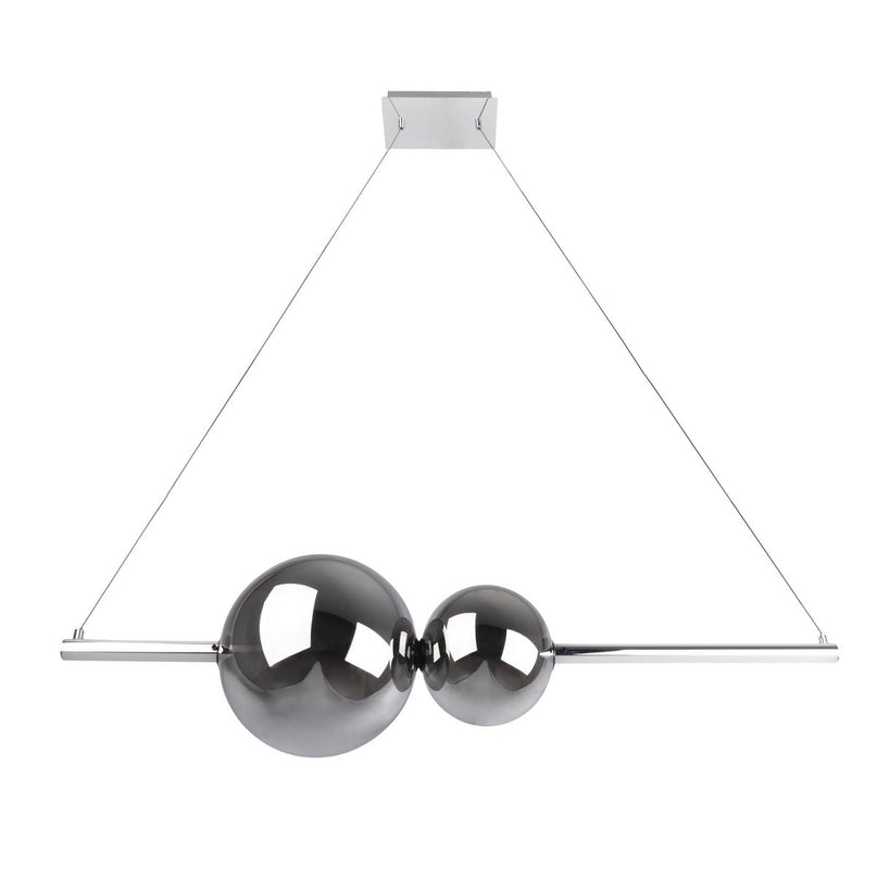 LED hanglamp Chrome "NOVA" gemaakt van chroom -gekleurd metaal, plastic en rookglas, met stevig ingebouwde LED's, ca.