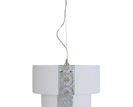 De "Pori" hanglamp tot 120 cm hoog, Ø 30 cm, gemaakt van metaal en polyester, kleur wit, e27 socket