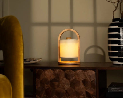 River Light Bruine Houten Oplaadbare Lamp – Dimbaar & Snoerloos Licht