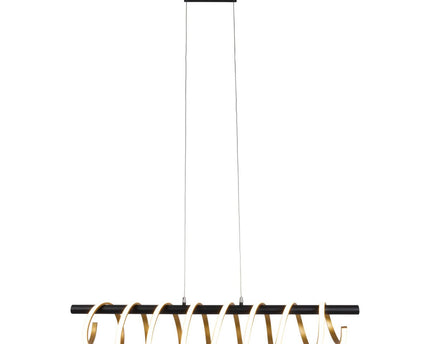 LED -hanglamp "Belleza", moderne metalen hanglamp en plastic zwart, goud en wit, met stevig ingebouwde LED's, 100 cm lang. De ideale verlichting voor woonkamer, eetkamer of keuken.