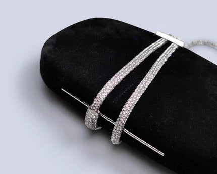 Luxe zwart fluwelen feestclutch-fonkelende diamanten riem