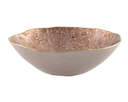 Bruine kom met gouden rand 20 cm