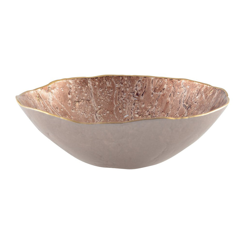 Bruine kom met gouden rand 20 cm