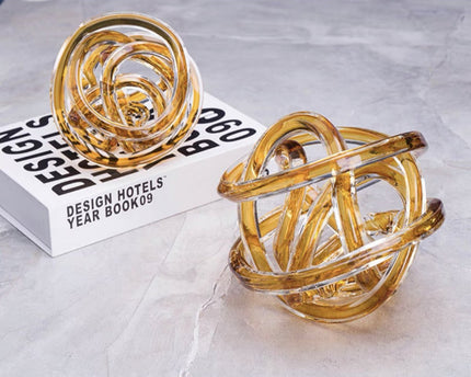 Gele glasknoop (klein) Diameter: 11cm