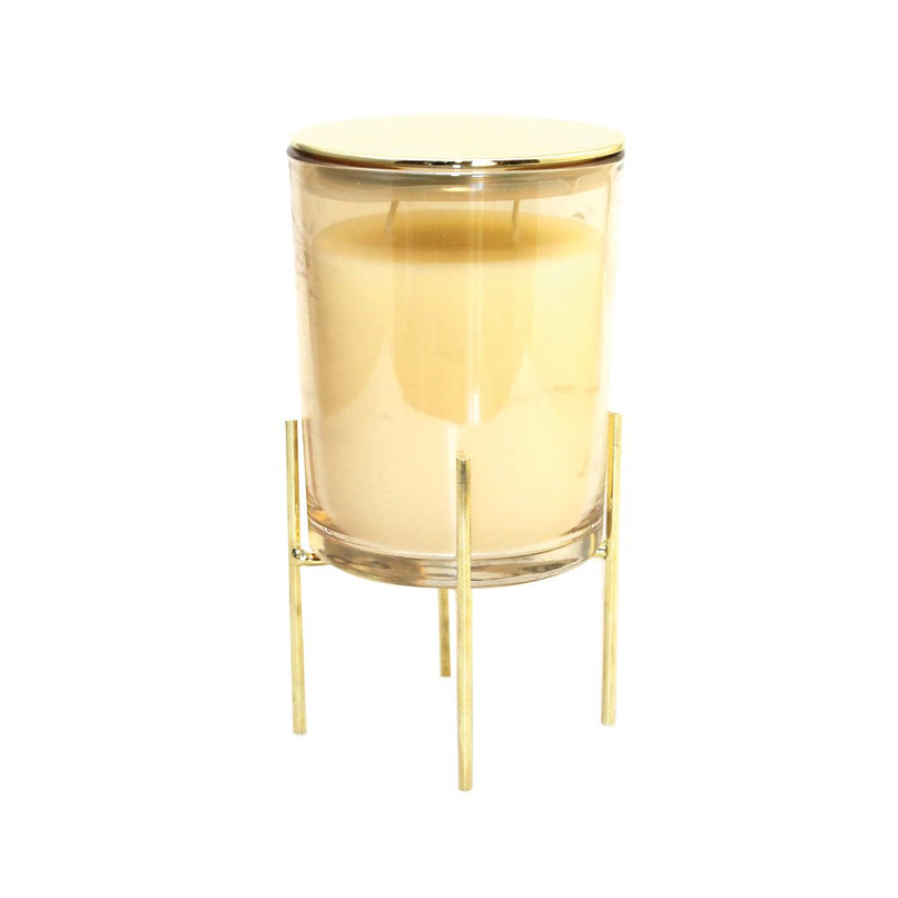 Gouden kaarsen vanille parfum met goud metaalondersteuning