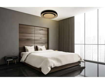 LED -plafondlamp "Monterey" Ø 47,5 cm, vele functies, gemaakt van metaal en plastic in het zwart, met geïntegreerde LED's, verlichting voor woonkamers, gang of kantoor