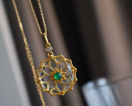 Helder kwartskristal bloem hanger ketting