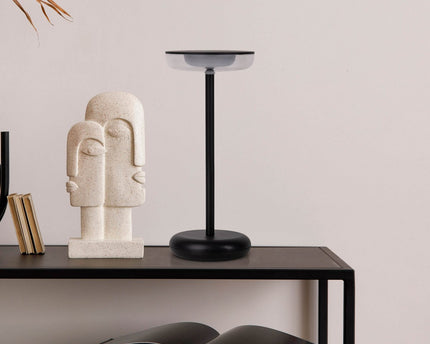 Noteloze tabletlamp "PASI" voor buiten en binnen, gemaakt van metaal en plastic in zwart, dimbaar, met aanraking en geheugenfunctie, ca. 26 cm hoog
