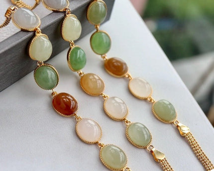 Regenboog kleur Jade kralen armband