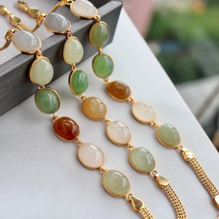 Regenboog kleur Jade kralen armband