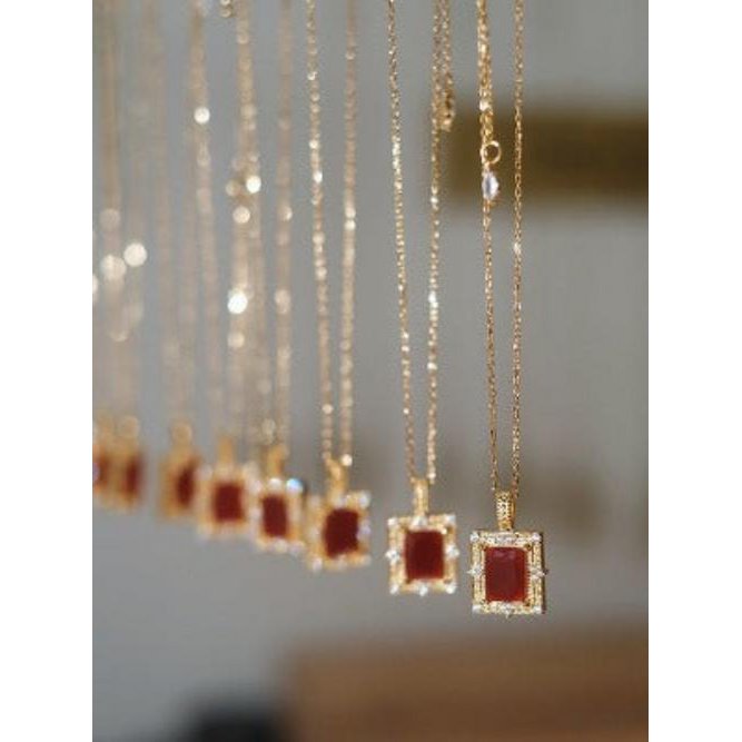 Red Agate ingelijste hangketting