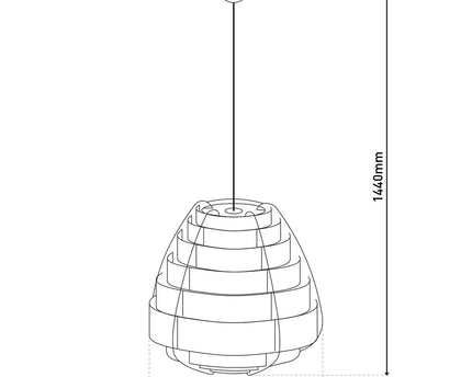 Hanglamp "Malmö", hanglamp gemaakt van plastic in beige, E27 -aansluiting, voor eetkamer, woonkamer, gang of kantoor, met een Ø37 cm