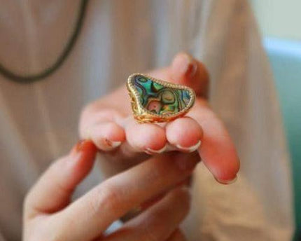 Ocean Wave Design Abalone Shell Statement Ring