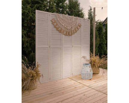 Led Solar Decolor "Korbinian" voor de tuin en het terras gemaakt van hout en rattan in de natuur, zonnelamp 34 cm hoog