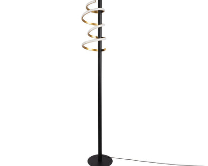 LED staande lamp "Belleza", moderne metalen vloerlamp en plastic in zwart, goud en wit, met stevig ingebouwde LED's, 140 hoog, verlichting voor woonkamer, eetkamer, slaapkamer of kantoor.