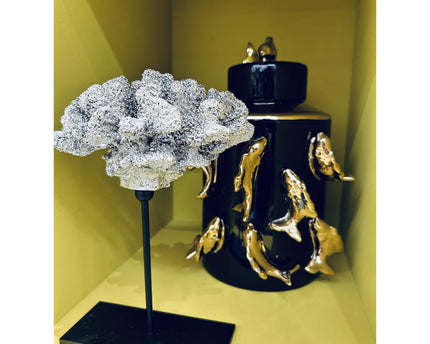 Coral collectie met metalen standaard ( champagnekleur)