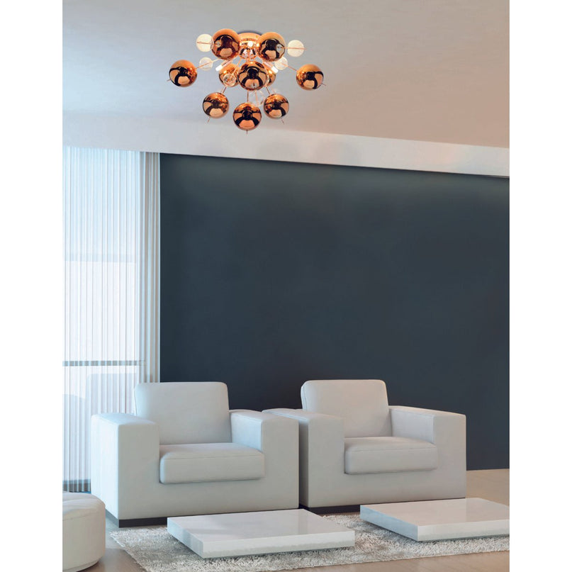 Plafondlicht "explosie" metaal en glas, G9 -versies, plafondlamp voor eetkamer, woonkamer, gang of kantoor, Ø57 cm