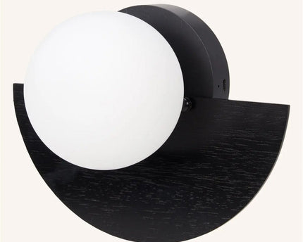Kane zwarte draadloze wandlamp – oplaadbare hout- en glaslamp
