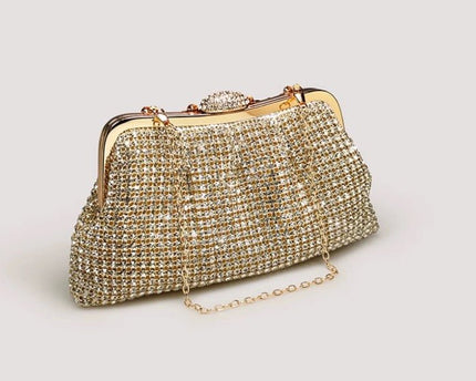 Luxe clutch met diamantlook, goud en zilver