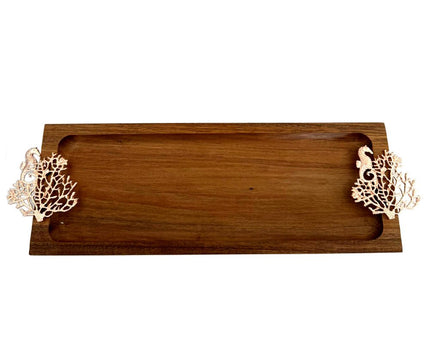 Houten lade met decoratie roségoud 42x13x3cm
