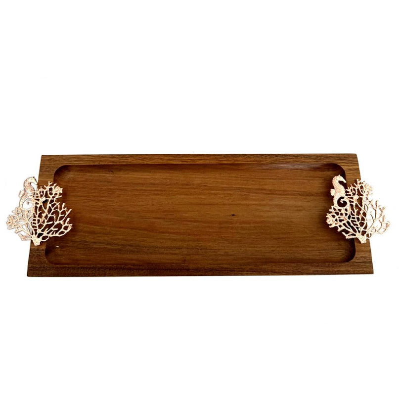 Houten lade met decoratie roségoud 42x13x3cm