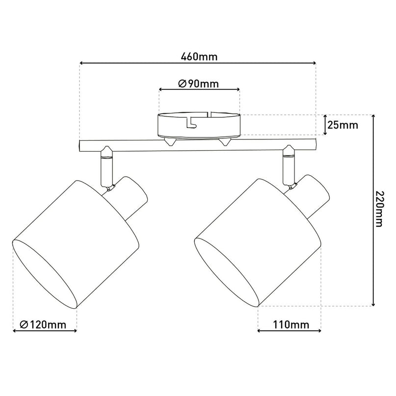 Muur en plafondlamp met 2 zitplaatsen "Maron" gemaakt van metalen satine-meter met stof paraplu's in bruin, met E14-aansluiting, lamp voor woonkamer, eetkamer, gang en kantoor, 46 x 12 cm