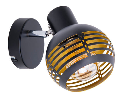 1er muur- en plafondlamp, plek "casco" gemaakt van metaal in zwart en goud, met E27 -aansluiting, 23 x 12 x 14 cm. Stijlvolle verlichting voor woonkamer, eetkamer of keuken.