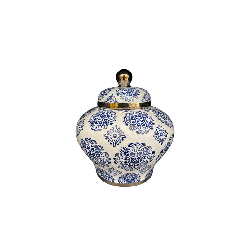 Blauw en wit porseleinen bloempot (voor keuken thuis)