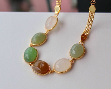 Regenboog kleur Jade kralen armband