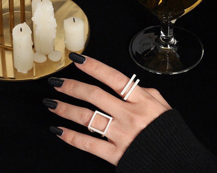 Sterling zilver en goud vermeil Geometrische dubbele staafring