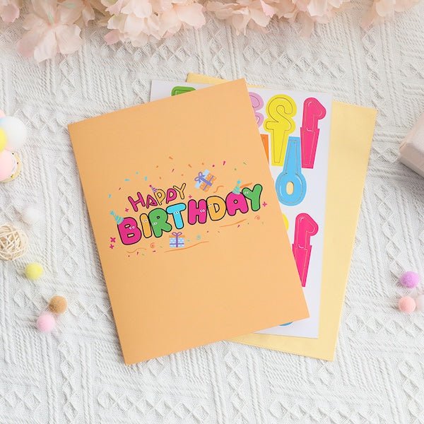 3D -kaart - Happy Birthday Letters Card