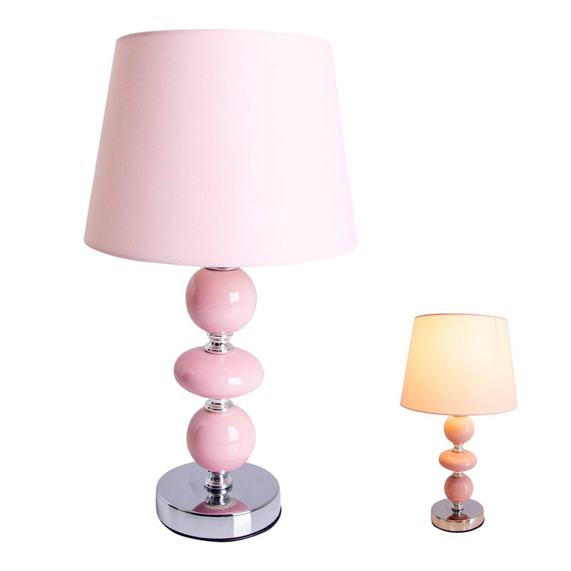 Keramische tafellamp "araga" 36 cm hoog, tafellamp gemaakt van metaal, keramiek, met tekstbladen, roze, met E14 -aansluiting, verlichting voor eetkamer, woonkamer, gang of kantoor,