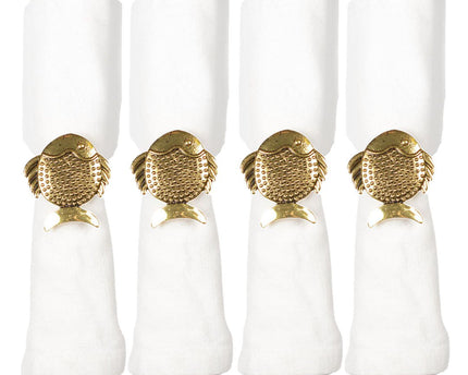 Set van 4 rondes gouden visdoeken