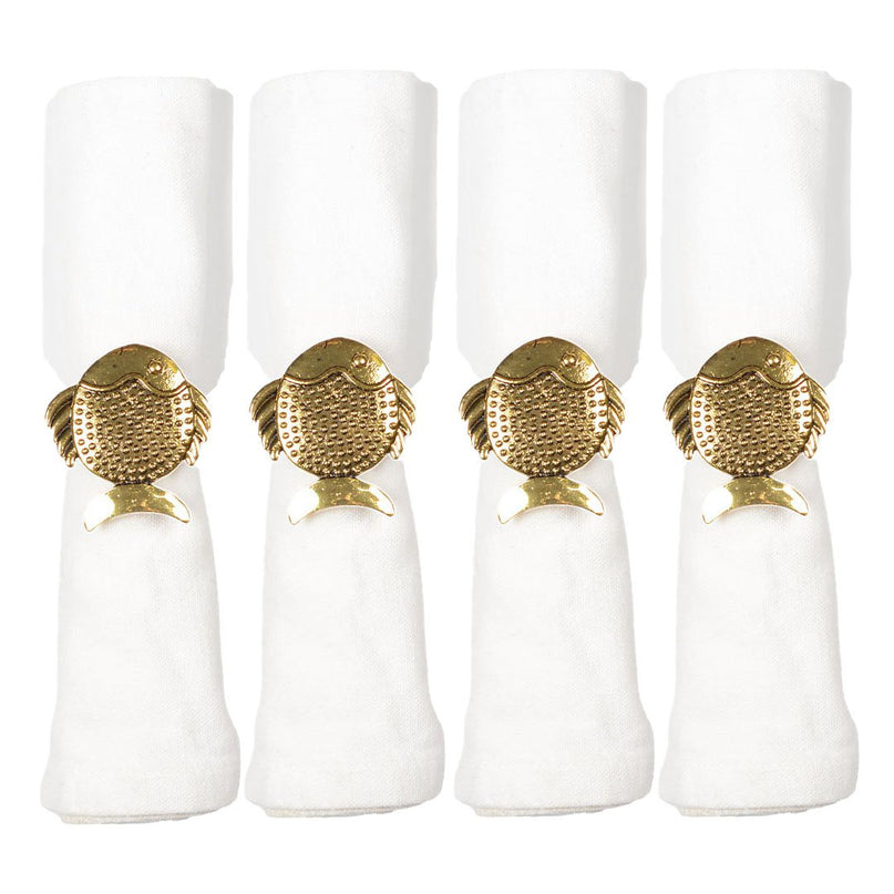 Set van 4 rondes gouden visdoeken